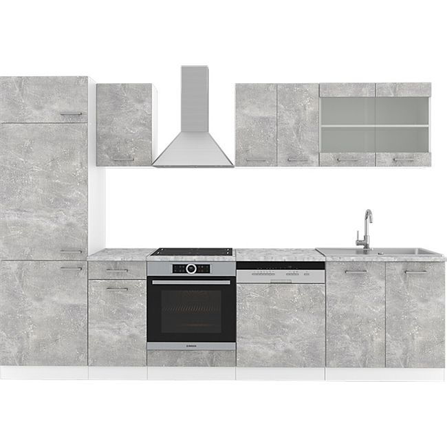 Vicco Kuche R Line 300 Cm Kuchenzeile Kuchenblock Einbaukuche Beton Ohne Arbeitsplatten Online Kaufen Bei Netto